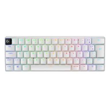 Imagem de Teclado Mecânico Gamer Sem Fio Logitech G PRO X 60 LIGHTSPEED com Design Ultra Compacto TKL 60%, Switch Óptico GX Tactile, RGB LIGHTSYNC, Conexão Bluetooth ou USB, Compatível com Windows - Branco