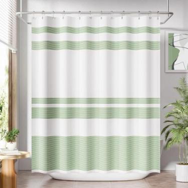 Imagem de Cortina de chuveiro Amazer Bath, pano lavável, verde sálvia, 180x180cm