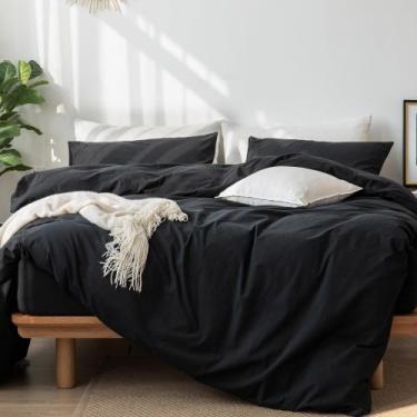 Imagem de Conjunto de capa de edredom MooMee Bedding 100% algodão lavado King