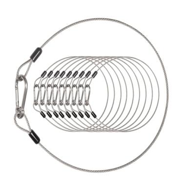 Imagem de LAICCUM Pacote Com 10 Cabos De Segurança Para Iluminação Palco Dj, Luzes Festa, Aço Inoxidável Diâmetro 1/8, Laços E Mosquetão, Carga Máxima 150 Lb