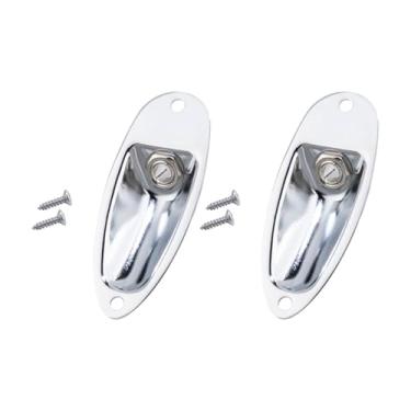 Imagem de DIAO79NI Placa de entrada de guitarra em forma de barco de aço profissional, placa de saída de virola para guitarra elétrica estilo Strat/Stratocaster, cromada