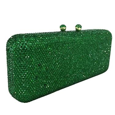 Imagem de Boutique De FGG Bolsas de noite e bolsas femininas formais de cristal clutch bolsa de casamento com strass, mini, Verde, Small