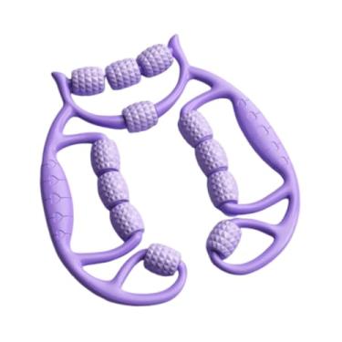 Imagem de predolo Rolo de massagem para pernas, 12 rodas, equipamento de rolo muscular, braçadeira ergonômica para pernas, massagem de tecido profundo para exercícios, Roxo