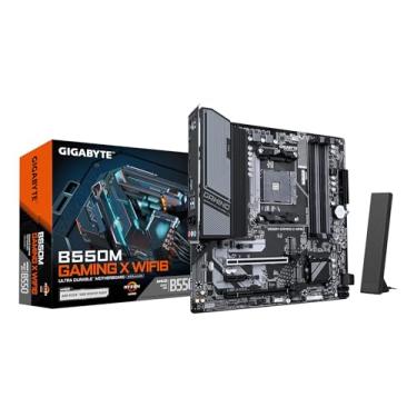 Imagem de GIGABYTE Placa-mãe B550M Gaming X WIFI6 - CPU AMD Ryzen 5000, 5+3 fases VRM, até 3200MHz DDR4, 1xPCIe 4.0 + 1xPCIe 3.0 M.2, Wi-Fi 6, LAN 1GbE, USB 3.2 Gen 1