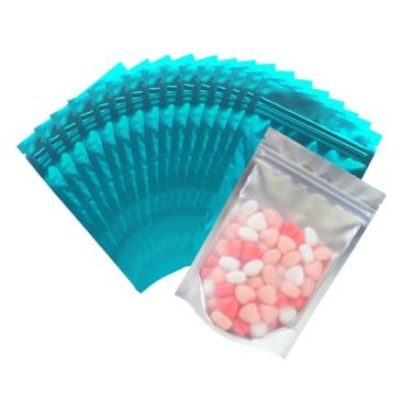 Imagem de Sacos Mylar de embalagem resselável de 15 x 10 cm com janela, sacos planos à prova de cheiro para armazenamento de alimentos, bolsa de alumínio selável à prova d'água para pequenas empresas, preto