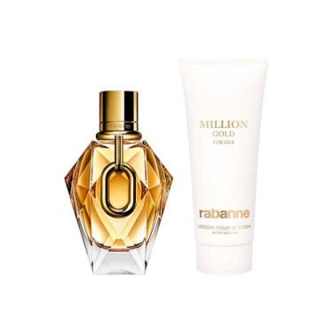 Imagem de Kit Perfume Rabanne Million Gold For Her Eau de Parfum 90ml + Body Lot