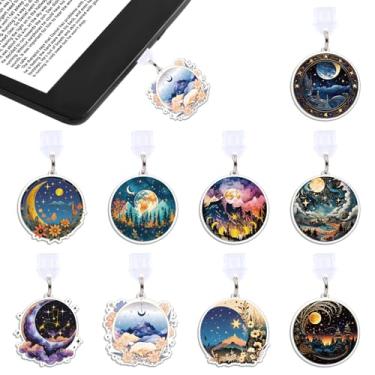 Imagem de Cosmisun Berloque de plugue de poeira para Kindle - 9 peças de plugue noturno fantástico compatível com porta de carregamento de lua mágica tipo C/USB C, acessórios para E-Reader, amantes de livros