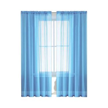 Imagem de Cortina De Terylene Em Cor Sólida Com Tela Transparente Para Sala De E
