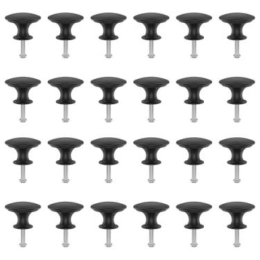 Imagem de WhSunVo Conjunto de maçaneta de porta de armário, kit de alça pequena de grão único resistente multiuso, fácil de instalar, puxador de gaveta redonda para uso doméstico (preto)