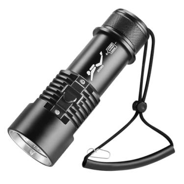 Imagem de zekbil Lanterna de mergulho, luz de mergulho LED XHP70 de 3000 lúmens, lanterna subaquática impermeável IPX8, tocha de mergulho com interruptor magnético, 3 modos para mergulho, exploração