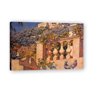 Imagem de The BalustradeThéo van Rysselberghe: Impressão em tela neoimpressionista belga chave 70 x 105 cm emoldurada