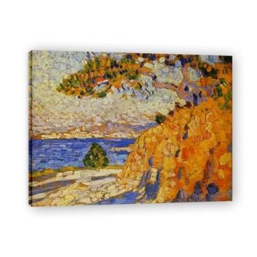 Imagem de Árvore crescendo diagonalmenteThéo van Rysselberghe: Impressão em tela neoimpressionista belga chave 50 x 65 cm emoldurada