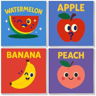 Imagem de Nariolar Pacote com 4 kits de pintura por números para crianças de 4 a 8 anos com tela pré-impressa de 20 x 20 cm, potes de tinta acrílica e 6 pincéis de pintura, presentes criativos para crianças