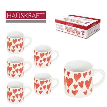 Imagem de Jogo De Xicara De Porcelana Para Cafe Coracao 6 Pecas 90ml - hauskraft