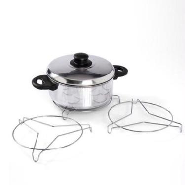 Imagem de Kit 3 Descansos de Panelas Redondo em Aço Inox 15cm C1407 - JW SHOP