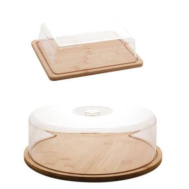 Imagem de Conjunto Boleira E Mantegueira Bambu Tampa Acrílica