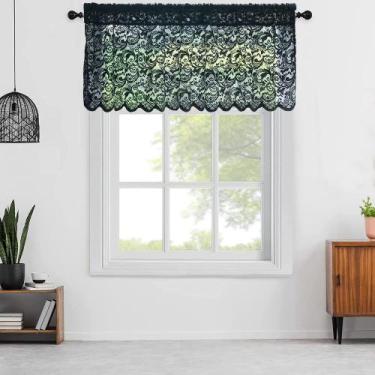 Imagem de Cortina ALIGOGO Victorian Black Floral Sheer Valance 132x46cm