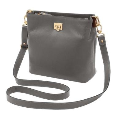 Imagem de Bolsa de Couro Mariart Juá, Cinza