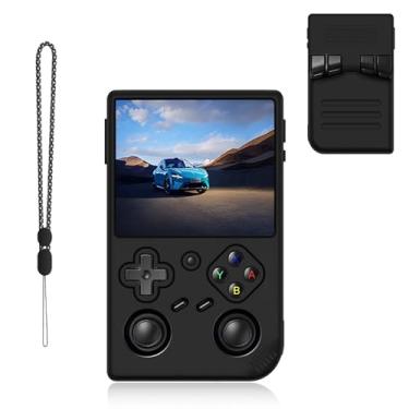 Imagem de NOUKAJU Capa para RG35XX Pro, console de jogos, antiqueda, anti-arranhões, à prova de choque, capa protetora de silicone para console de videogame portátil RG35XX Pro (preto)