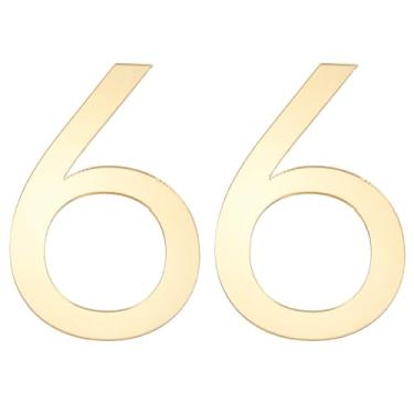 Imagem de PATIKIL Números de casa, 2 peças de 5 cm autoadesivo acrílico moderno número de casa para endereço externo caixa de correio porta fazenda casa escritório apartamentos quarto de hotel, ouro (6)