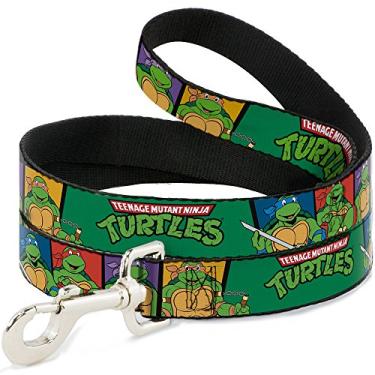 Imagem de Coleira para cães com logotipo do grupo Tartarugas Ninja Pose3 TMNT verde multicolorida 1,8 m de comprimento 2,5 cm de largura