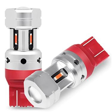 Imagem de PHINLION 7443 Lâmpadas LED vermelhas de freio traseiras, super brilhantes T20 7440 7442 7444 LED de substituição para parada de carro ou pisca-pisca traseira, sem polaridade, pacote com 2