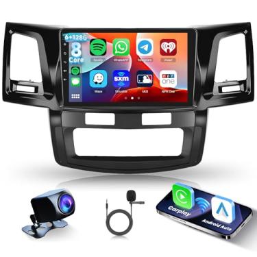 Imagem de Hodozzy [6G + 128G] Rádio automotivo de 8 núcleos para Toyota HILUX 2005-2014 Android estéreo para carro com Bluetooth GPS, tela sensível ao toque de 23 cm com carplay sem fio Android Auto, WiFi USB