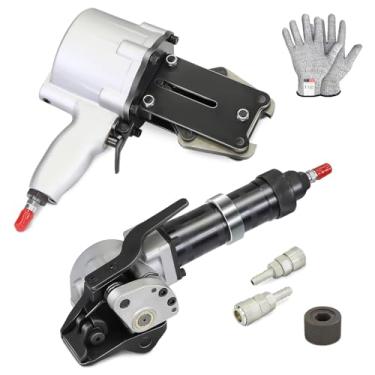 Imagem de NVOYAJUAN Embalagem Pneumática Metal Aço Cinta Bandagem Ferramenta Máquina Para 1 1/4 (1.25) Cinta De Aço Integra Funções De Tensor E Crimper Sealer