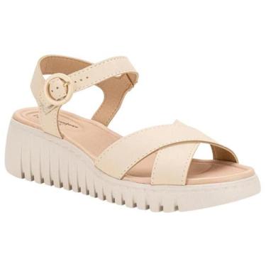 Imagem de Sandália Modare Anabela Tiras Cruzadas Conforto Creme, Creme, 37
