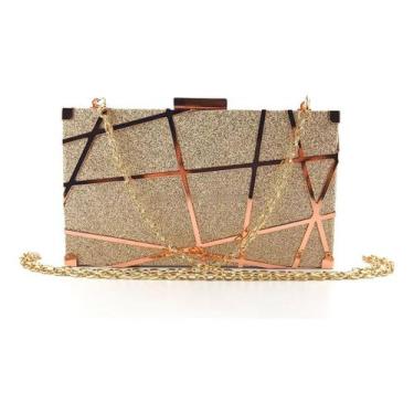 Imagem de Bolsa Feminina Clutch Brilhante Alça De Corrente Luxuos Chic - Alwy