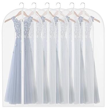 Imagem de Homeminda sacos de vestuário à prova de mariposa, 137 cm, transparente, longo, saco, capa de proteção contra poeira, branco, respirável, zíper completo, para roupas de dança de terno, pacote com 6 unidades..., Clear, XXXL 24''×60''