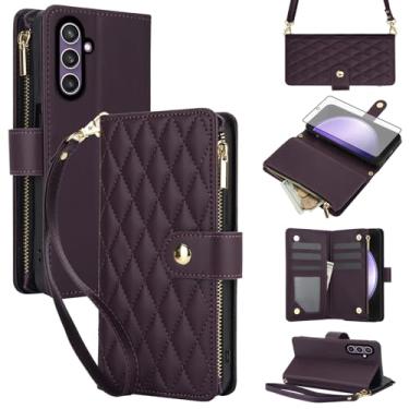 Imagem de Asuwish Capa de celular para Samsung Galaxy S23 FE 5G com protetor de tela de vidro temperado e carteira com zíper, compartimento para cartão, suporte flip, acessórios para celular de dinheiro, S 23