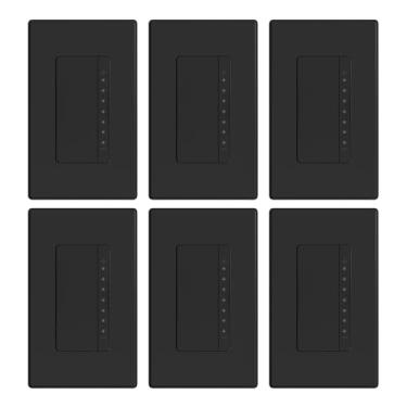 Imagem de ELEGRP Interruptor regulador, interruptor de luz digital para luzes LED 150W, INC/HAL 450W, polo único e interruptor de luz LED de 3 vias, precisa de fio neutro, placa de parede incluída, certificado