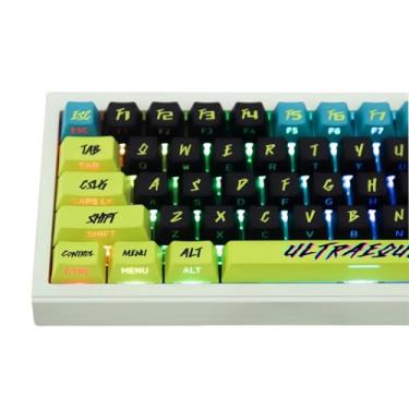 Imagem de ULTRAEQUIP PBT Keycaps V2 Cyberpunk Keycaps Shine Through Side Impresso Grosso Cherry Profile 130 Teclas Dye Sub Custom Set para ISO ANSI 60 65 75 100% Teclado Mecânico -Cyber Lemon v2