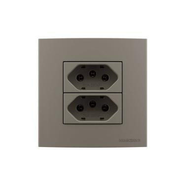 Imagem de Placa para Móveis 80x80 com Tomada Dupla MarGirius Sleek Colors 2P+T 20A Argila