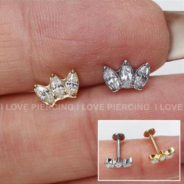 Imagem de Labret titânio coroa com zircônias navetes e rosca interna - no-brand,