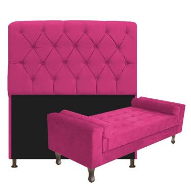 Imagem de Cabeceira King Size com Recameir Félix 195 cm Suede Pink