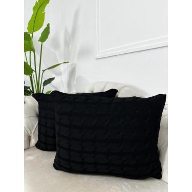 Imagem de Capa De Almofada Decorativa Tricot 60x40 Sofa Cama - Calu Tricot, Pret