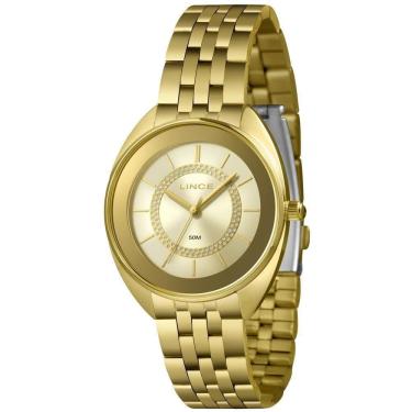 Imagem de Relógio Lince Feminino Aço Dourado 38mm 50m
