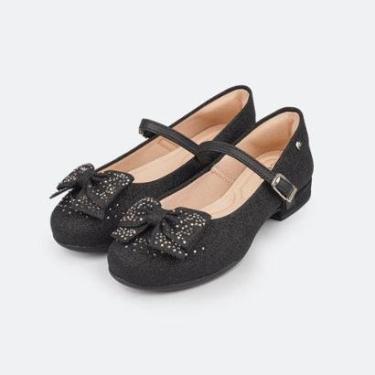 Imagem de Sapato Infantil Pampili Lana Glitter Laço Preto 678.019-Feminino