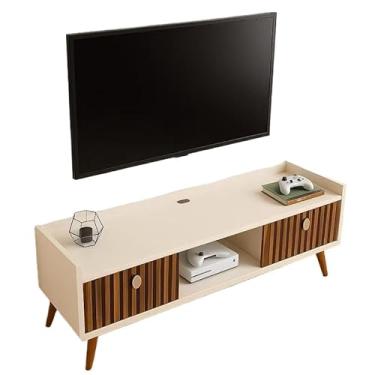 Imagem de Rack Bancada com pés 1.20 e 0.90 com 2 Portas Moderno Parede TV Até 50Pol 51x27x120cm(0.90 off/ripado)