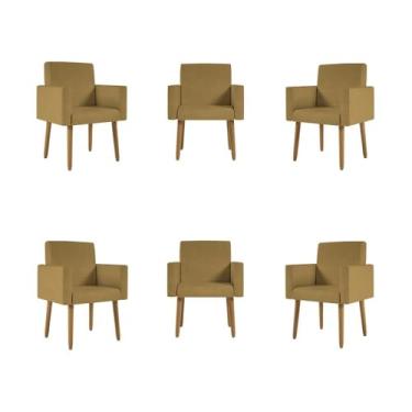 Imagem de Kit 06 Cadeiras Poltronas Decorativa - Escritório - Recepção Cor:capuccino