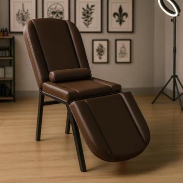 Imagem de Maca Fixa 3 Posições Reclinável Tatuagem Estética Massagem Compact One (Marrom)