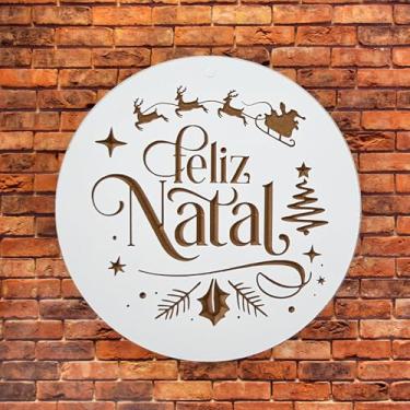Imagem de Feliz Natal Decoração De Natal Placa decorativa Enfeite Natalino 45x45 (Branco)