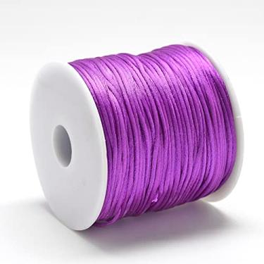 Imagem de Fio de nylon acetinado de 1 mm para fabricação de joias, acabamento de contas brilhantes e sedosas, tranças, aparar, enrolar, artesanato, pulseiras de macramê Kumihimo, roxo