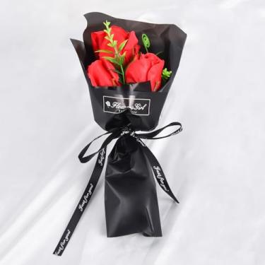 Imagem de Buquê de rosas de sabonete, flores artificiais, Natal, casamento, aniversário, dia dos namorados, presentes para decoração de casa, vermelho