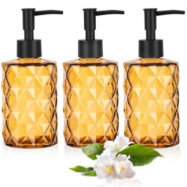 Imagem de Pacote com 3 Dispensadores de Sabão de Vidro com Bomba de Plástico, Dispensador de Sabão de Mão de 340 g para Lavar à Mão, Dispensador de Loção para Lavar Louça, Gel de Banho Loção