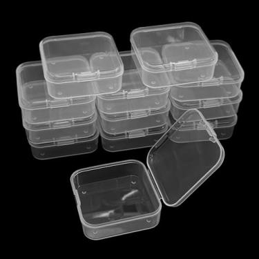 Imagem de AUXBC 12 recipientes de armazenamento transparentes, mini caixas organizadoras de plástico com tampas para artesanato de joias, pequenos estojos retangulares para cartões de visita, peças de jogos