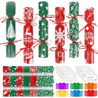 Imagem de DPKOW Pacote com 12 biscoitos de Natal vermelhos e verdes com prêmios, sem encaixe, faça você mesmo, flocos de neve, estrela, alce, caixas de presente de Natal, biscoitos de Natal com chapéus, cartões