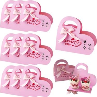 Imagem de Bolsa de embalagem em forma de coração rosa sacos de embalagem portátil para chá bolha, cupcake, sobremesa, dia dos namorados, casamento, dia das mães, decoração de festa de aniversário, suprimentos